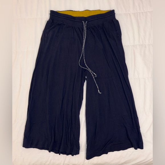 SATURDAY/SUNDAY Anthropologie Lisa Cropped Wide-Leg Pants Navy Blue Plus Size 1X - Picture 2 of 14